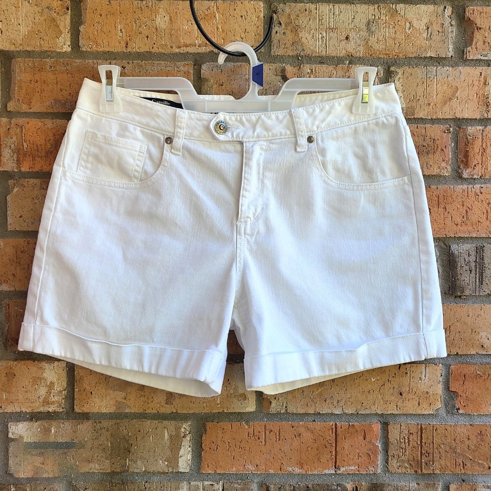 Tribal DeNime Mid Waist Curvy Fit Shorts Womens 29/8 White Camille Shorts - Picture 6 of 9
